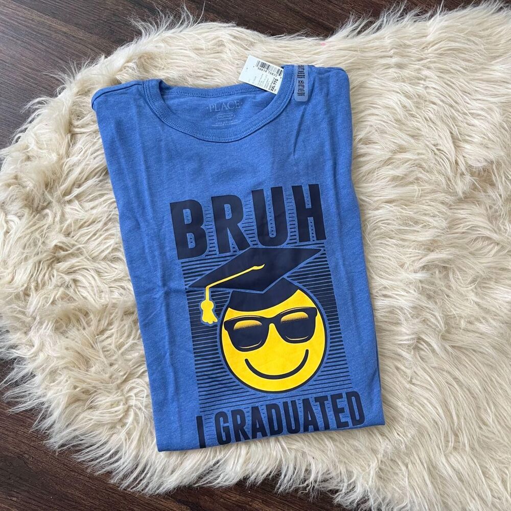 NWT Boys Bruh I Graduated Graphic Tee - blue Size XXL / 16